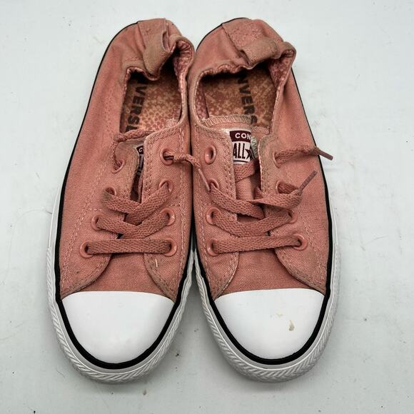 Converse Shoes Womens 7 Shoreline Drop Heel All Star Low Pink White - Picture 1 of 9